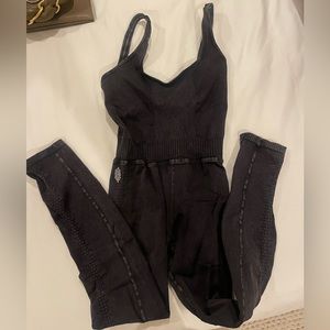 Free People Good Karma Onesie, washed black, like new, XS/S